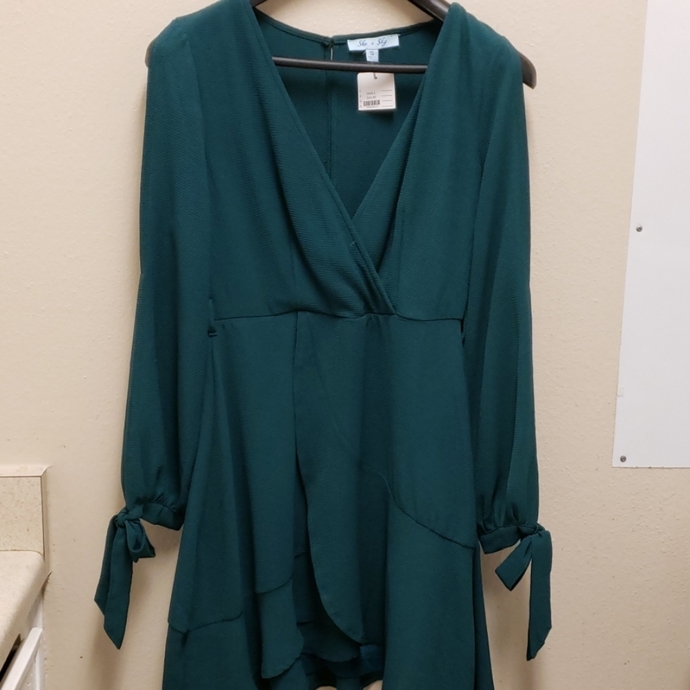 She &Sky hunter green dress.